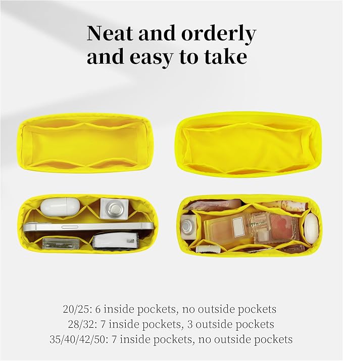 Women's Purse Organizer Insert - Satin & Lightweight Fabric with Inside Pockets, Portable for Commute, Travel, Shopping, and Evening, Multicolor Options, Fits for Kelly 32(Lime, KL32 Retourné) - Image 2