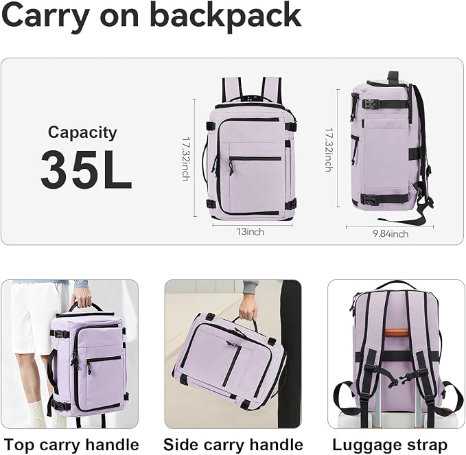 Carry On Travel Backpack Flight Approved Laptop Backpack for Women Men | Personal Item Travel Bag, Casual Weekender Daypack with Wet Pocket for Business, Hiking - Image 7
