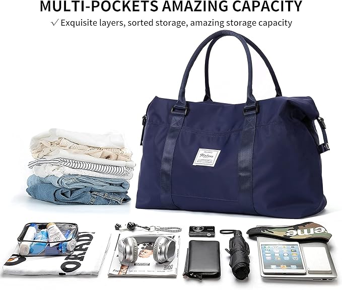 Travel Duffel Bag, Carry On Overnight Weekender Bags for Women | Travel Bag with Wet Pocket & Trolley Sleeve, For Spirit Airlines 18x14x8 Personal Item Bag - Image 3