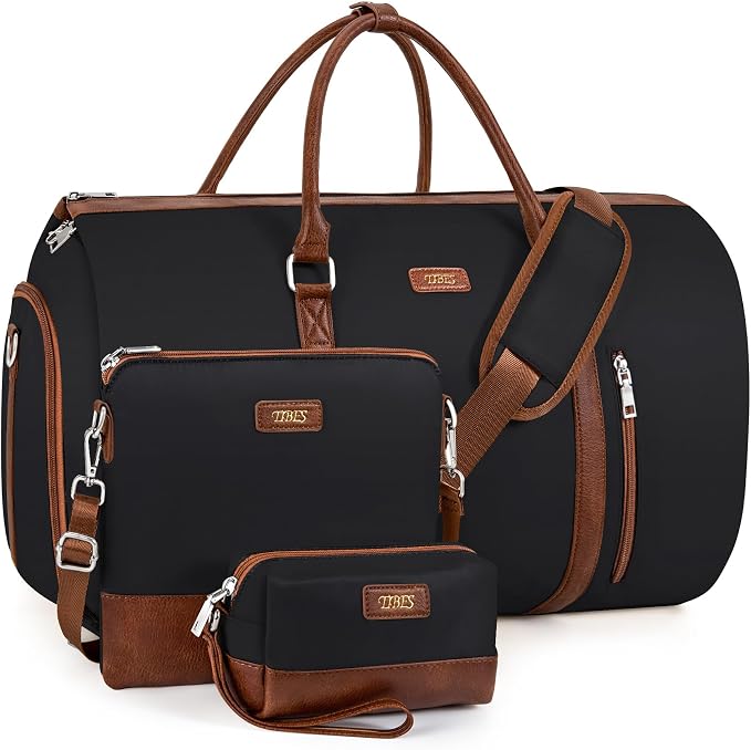 Convertible 2-in-1 Garment Bags for Travel, 50L Carry On Garment Duffle Bag With Shoe Compartment Large Weekender Bag for Women Men Hanging Suitcase Suit Travel Duffel Overnight Bags 4pcs Set by TIBES