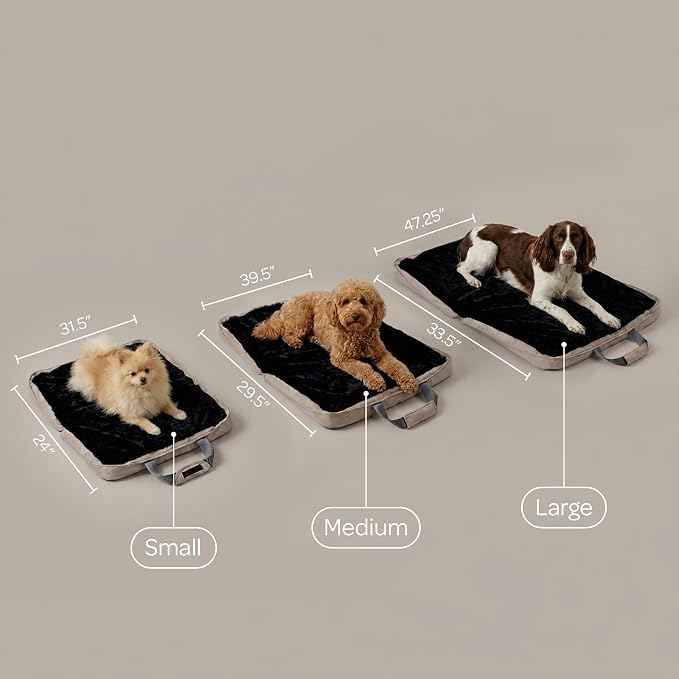 4 Cats & Dogs Gus Travel Bed – Portable Foldable Dog Bed & Pet Cushion Mat with Soft Faux Fur, Water-Resistant Nylon, Zippered Suitcase Design for Camping & Travel- Small (24″ x 31.5″), Sandy - Image 4