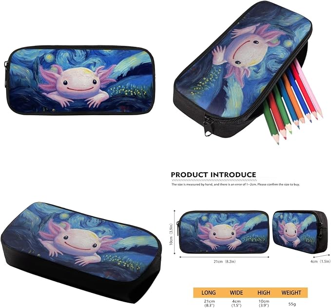 Axolotl Backpack with Lunch Box Set for Girls 6-8/5-7 Starry Night Bookbag for 2nd Grade Elementary School Back Pack Lunch Bag Pencil Case 4PCS Kids Book Bags Lunchbox Water Bottle Holder - Image 6