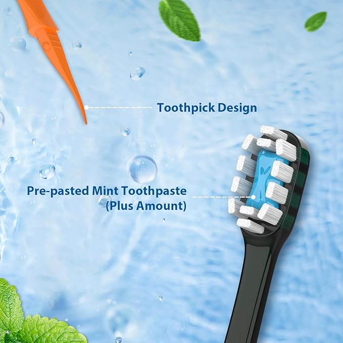 24Pack Disposable Toothbrush with Pre-Pasted Toothpaste 5-in-1 Mini Travel Toothbrush Deep Clean with Toothpick, Flosser, Tongue Scraper for Superior Oral Hygiene, Individually Wrapped
