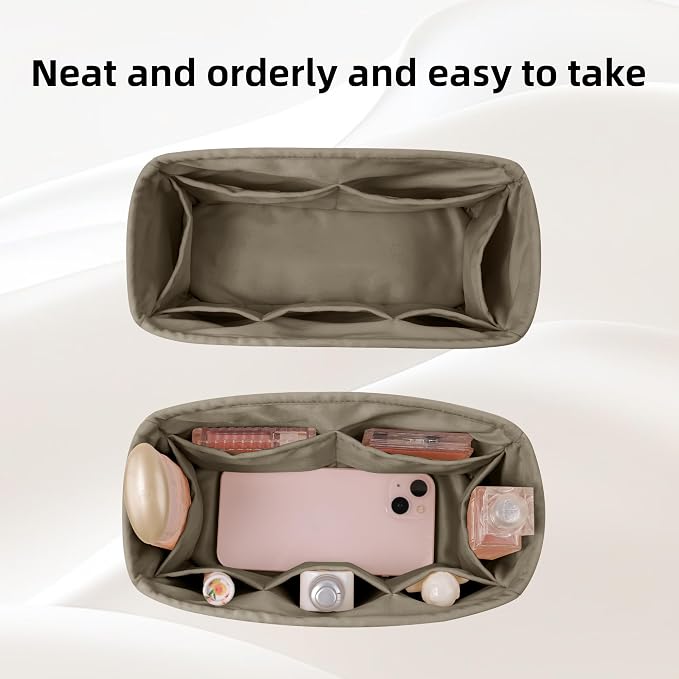 DGAZ Purse Organizer Silky Smooth,Silk,Luxury Handbag Tote in Bag Shapers, Women- Fits Birkin25/30/35/40 Bags (Gris tourterelle, BK25) | Soft and Lightweight,Perfect Fit,Multi-pocket Storage,Bag Protector,Luxury Bag Care,Handmade,for Smooth Bag Organizer - Image 6