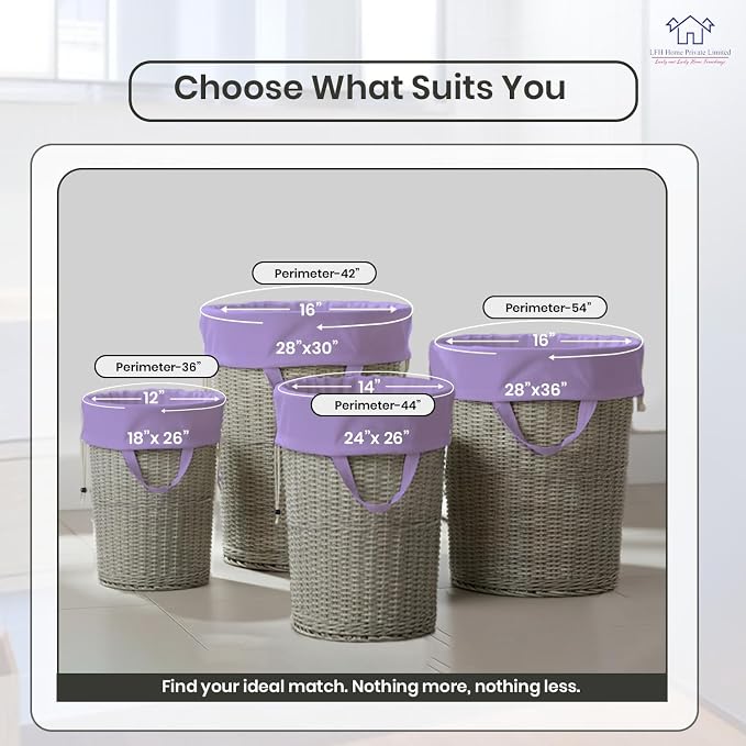 LFH Home Cotton Rich Large Premium Canvas Laundry Bag, Heavy Duty Washable Laundry Hamper with Drawstring & Handles, Multi-Use Clothes Storage for Home, Travel & College 28"x40" (Pack of 2) - Lavender - Image 5