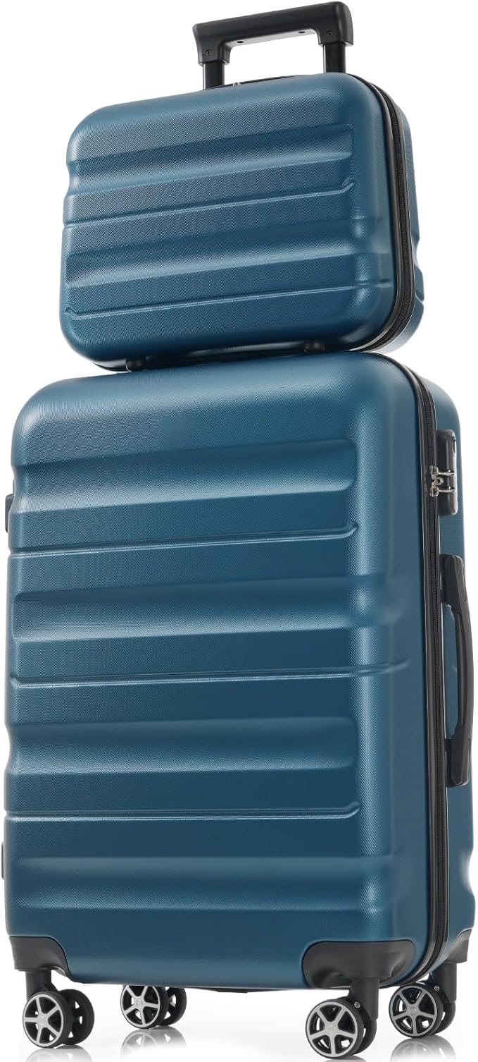 Inky Blue 6 Piece Luggage Set Hard Shell - Traveling Suitcases with Spinner Wheels and Small Cases for Family Travel, Durable Carry On Luggage Sets with Lock for Women and Men - Image 7