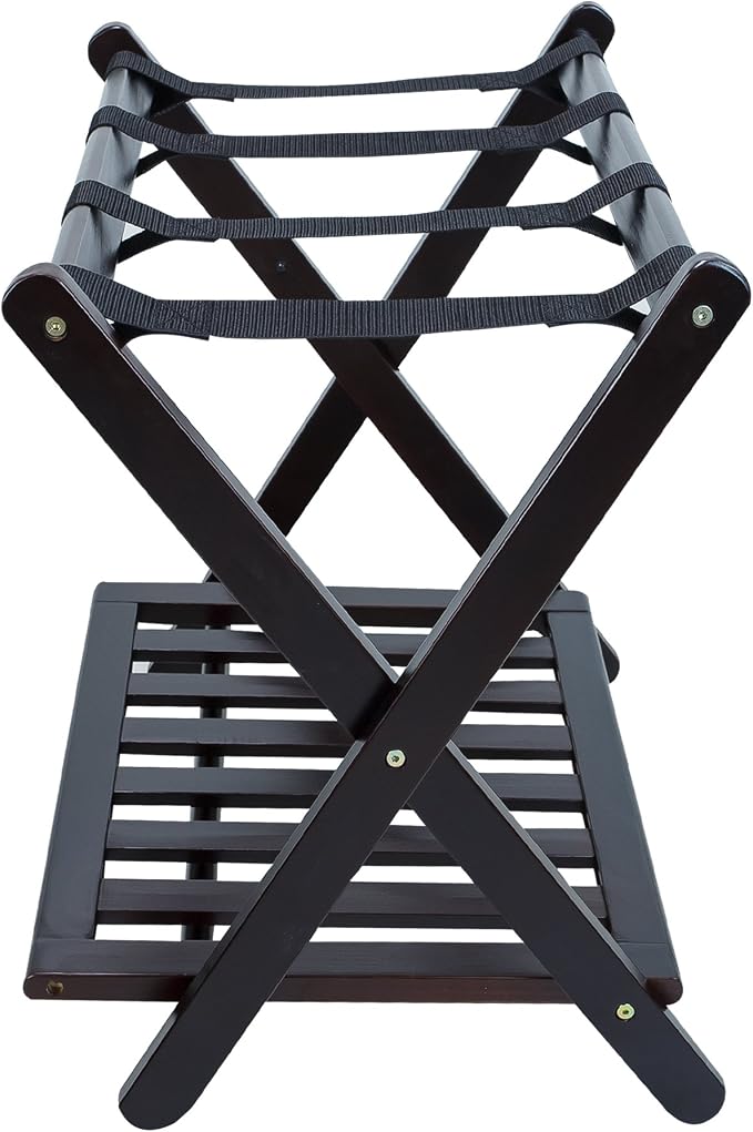 Casual Home Luggage Rack with Shelf, Espresso - Image 3