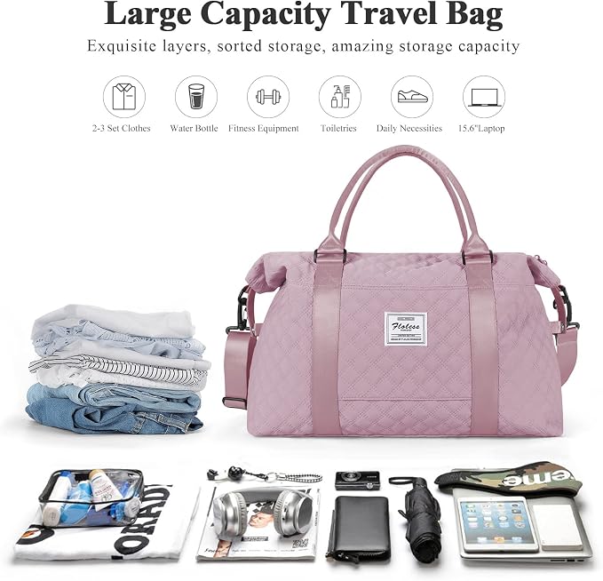 Travel Duffel Bag, Carry On Overnight Weekender Bags for Women | Travel Bag with Wet Pocket & Trolley Sleeve, For Spirit Airlines 18x14x8 Personal Item Bag - Image 3