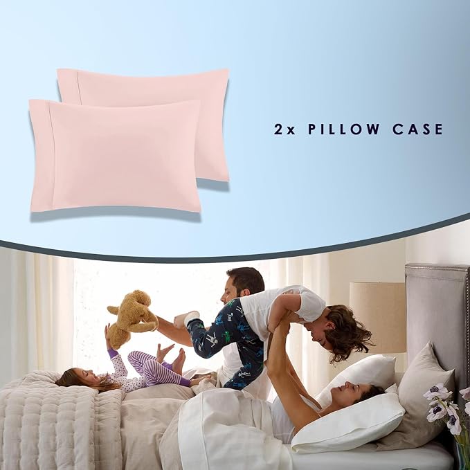 Pizuna Pure 100% Luxury Cotton King Size Pillow Case Light Pink, 1000 Thread Count 100% Long Staple Cotton Sateen Pillowcase, Pillow Covers with Stylish 4" Hem (Combed Cotton King Pillowcase) - Image 4