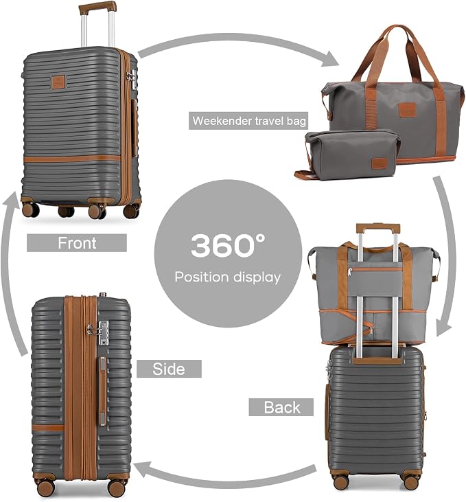 Joyway Luggage Set 7 Piece Suitcase Sets with Spinner Wheel,Hardside Expandable Travel Laggage with TSA Lock(18/20/24/28 Grey) - Image 5