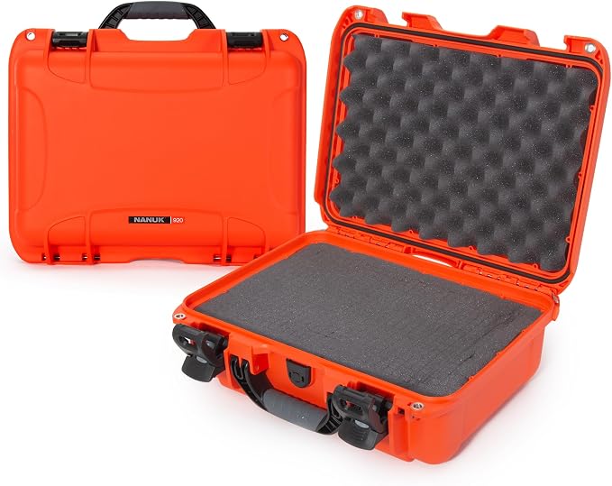 NANUK 920 Hard Case – Waterproof Travel Hard Case with Customizable Cubed Foam, 16.7” x 13.4” x 6.8”, Dustproof & Impact-Resistant, Airline Carry-On Approved – Orange by NANUK