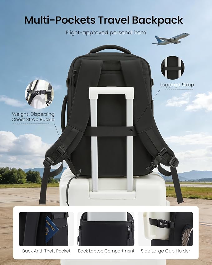 LOVEVOOK Travel Backpack for Women Men, Carry on Backpack for Traveling, Waterproof Hiking Backpack Outdoor Sports Rucksack, Casual Daypack Travel Weekender Essentials - Image 6