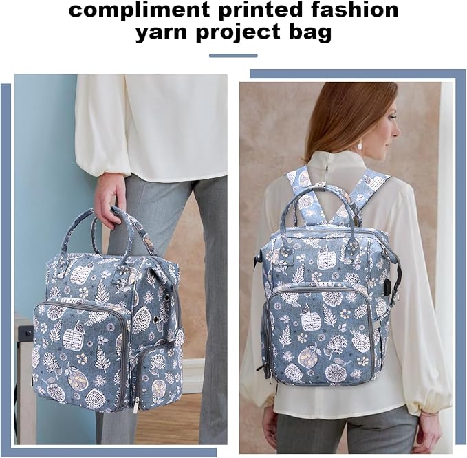 crochet bag,knitting bagBackpack and Tote Bag Storage Bag ，Large capacityYarn Storage Organizer Travel Crochet Bag Women Carrying Crochet Accessories Knitting Needles Crochet - Image 5