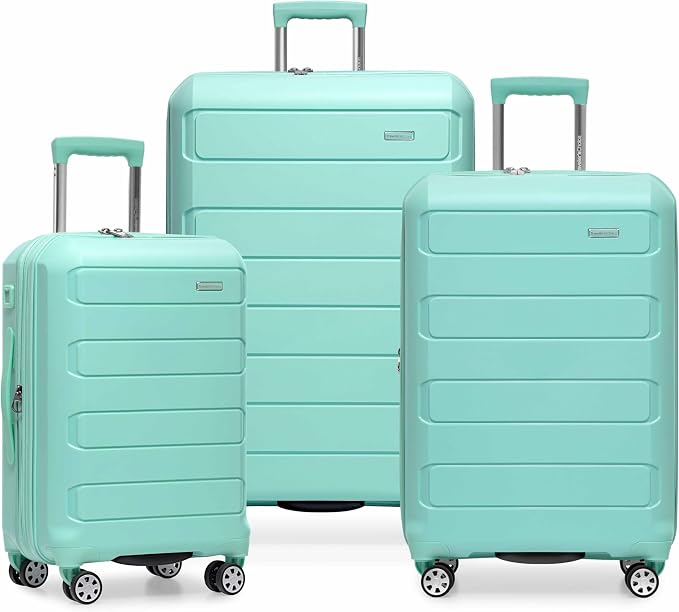 Traveler's Choice Pagosa Hardshell Expandable Luggage with Spinner Wheels, Mint, 3-Piece Set (22/27/30) by TravelersChoice