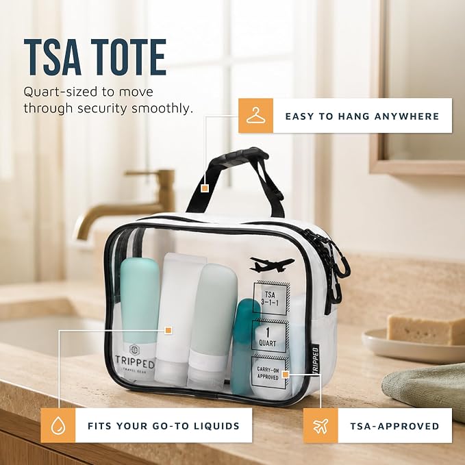 Toiletry Bag Kit 3 Piece Set: Hanging Travel Toiletry Bag + 311 TSA Cosmetic Liquid Bag + Accessory Organizer Pouch - Image 4