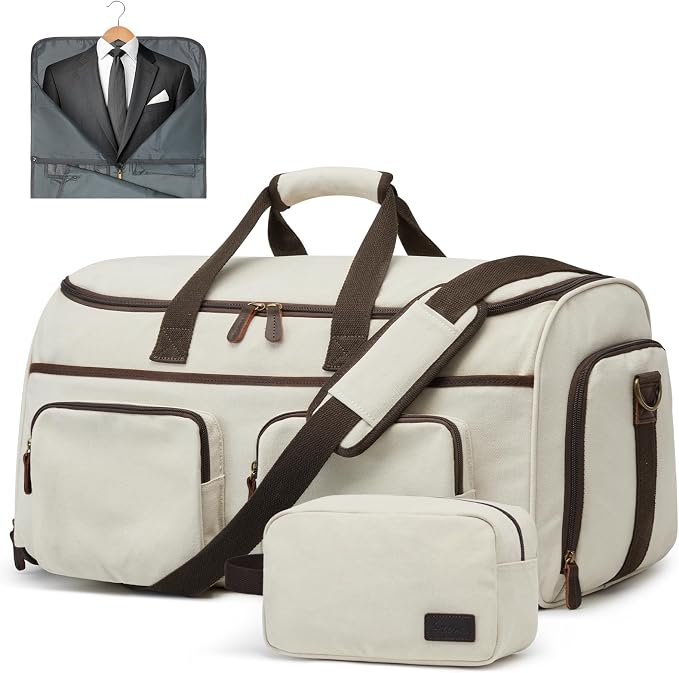 Garment Bag for Travel, S-ZONE Duffle Bag for Men Travel Convertible Suit Bags Carry on Luggage Women Hanging Suitcase Travel Bag with Toiletry Bag | Soft Canvas, Black, Carry-on size, with Toiletry Bag, Adjustable Shoulder Strap, Trolley Sleeve, Shoe ... by S-ZONE