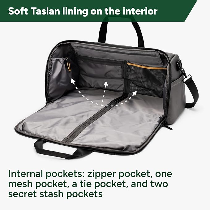 Halfday Convertible 2-in-1 Premium Garment Duffel Weekender Bag 45L: Wrinkle-Free Travel (Hanging Suit Compartment, Shoe Pockets, Trolley Sleeve), Balistic Nylon Carry-on, Ash - Image 3