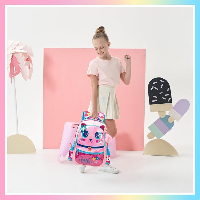Backpacks for Girls School Bag Cute Girls Backpacks Ages 8-10 Kids Bookbag Set Travel Backpack for Preschool Kindergarten Elementary Students Backpack to School Supplies - Image 5