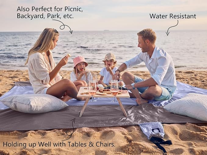 WEKAPO Beach Blanket Sandproof Waterproof, Extra Large Beach Mat, Oversized & Compact Sand Free, Quick Drying Beach Essentials for Vacation, Cruise, Picnic & Camping with Stakes - Image 4