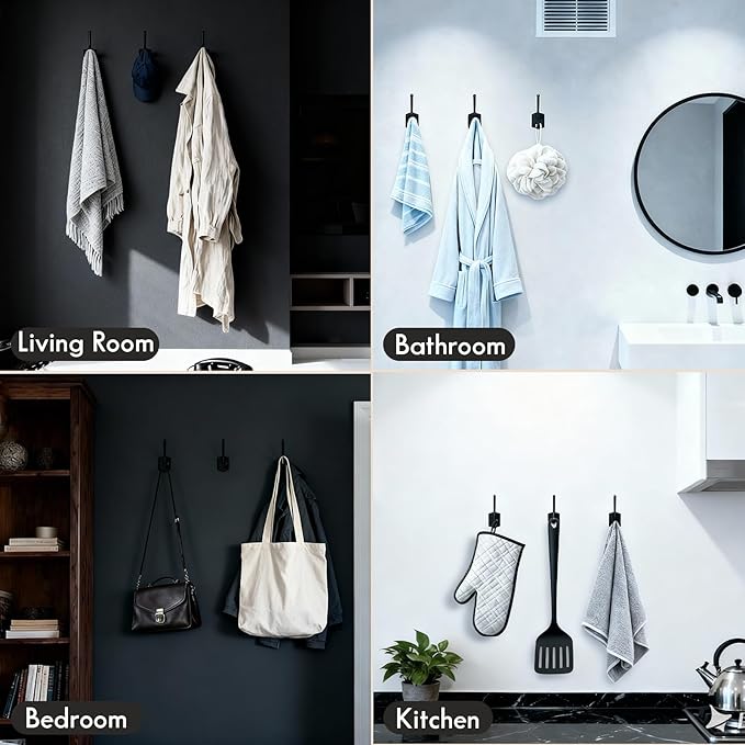 CBWLWJ 40 Pack Heavy Duty Metal Wall Hooks for Hanging, Wall Mounted Coat Hooks for Living Room, Bathroom, Kitchen – Hang Coat, Bag, Scarf, Towel, Hat, Key, Cup (White) - Image 6