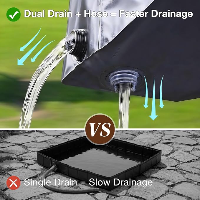 Upgraded Portable Shower Pan 41" x 41" x 5", Foldable Camping Shower Base with Waterproof Storage Bag, Dual Drain Holes, for RV Camping Outdoor Indoor & Portable Showers - Image 3