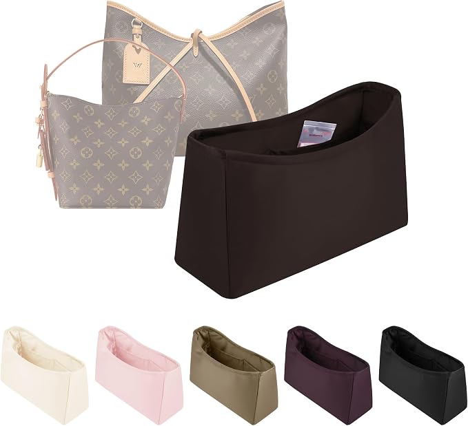 Purse Organizer for LV All In BB, Chocolat | Tailored Fit, Multiple Pockets, Lightweight Satin, Purse Essentials, Ideal for Travel, Shopping, and Daily Use by KINGSINBAG