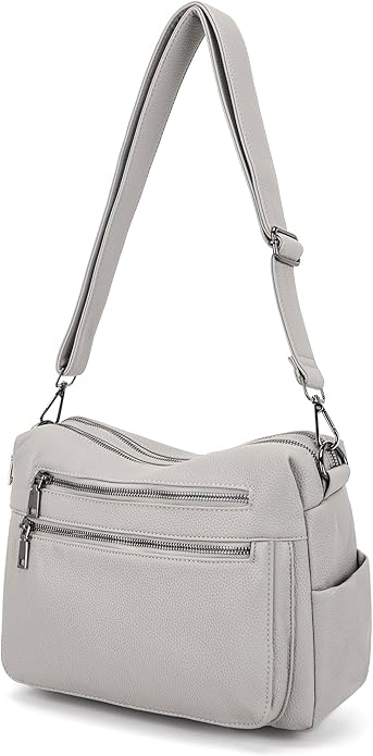 YZAOLL Large Crossbody Shoulder Bag for Women Vegan Leather Tote with Adjustable Wide Strap Work Purse with 10 Pockets