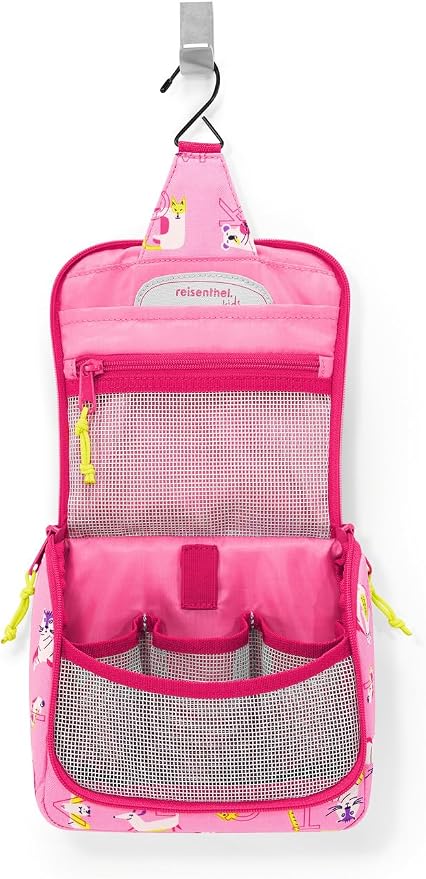 reisenthel Toiletbag S Kids, Small Hanging Travel Toiletry Organizer, ABC Friends Pink - Image 3