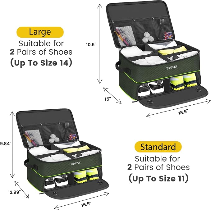YOREPEK 2 Layer Golf Trunk Organizer, Golf Gifts for Men with Separate Ventilated Compartment for 2 Pair Shoes, Waterproof Car Trunk Locker for Balls, Tees, Clothes, Gloves, Gifts for Golfers - Image 5