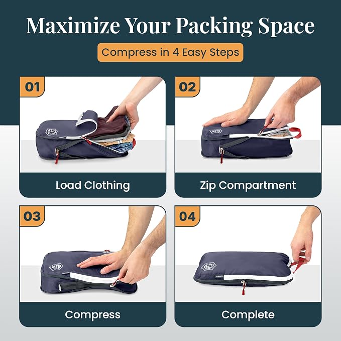 Extra Large Compression Packing Cube 6 Piece Set for Travel and Check Luggage by TRIPPED Travel Gear - Image 5