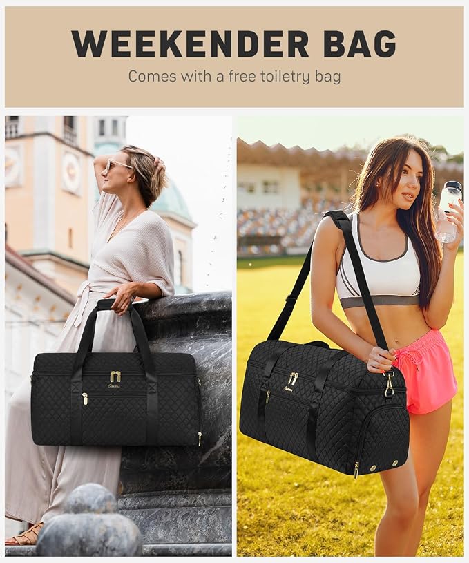 Travel Weekender Bags for Women: Overnight Bag with Shoe Compartment Large Travel Duffle Bag with Toiletry Bag Carry on Bag Personal Item Bag with Wet Pocket Hospital Bag for Women Black - Image 7