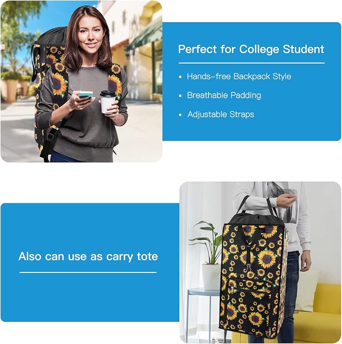 Bukere Laundry Hamper, Extra Large 2 in 1 Laundry Backpack Bag for College Students Dorm Essentials, Adjustable Shoulder Straps, Freestanding Laundry Basket for Apartment, Laundromat, Travel - Image 3