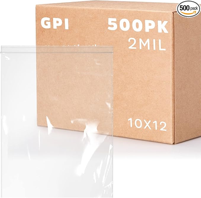 GPI - 10" x 12" 1 Gallon Zip Bags, 500 Count, 2 Mil, Clear Plastic Reclosable Poly Baggies, with Resealable Zip Top Lock. for A4 Letter Size Paper, Apparel, Clothing, Food, Home & Office Supplies. by GPI