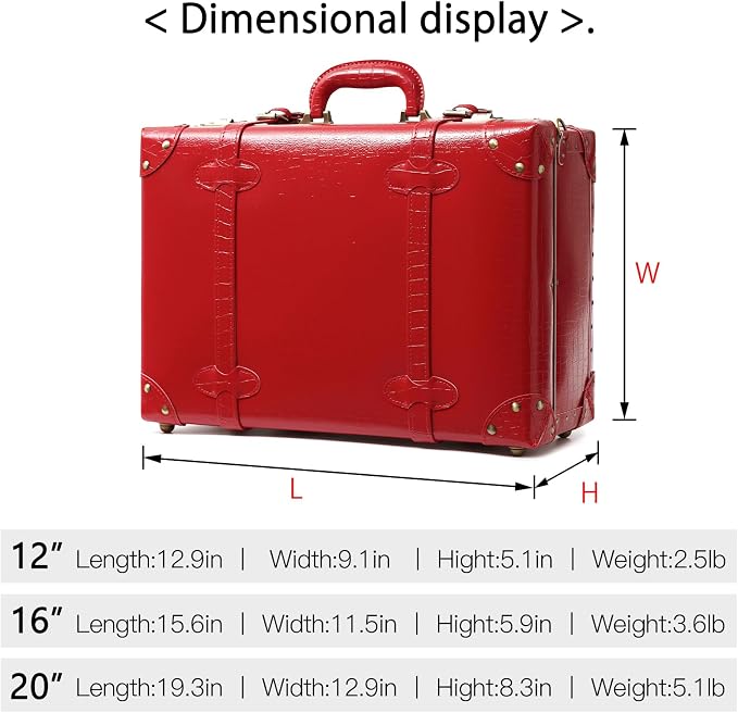urecity Vintage and Cute Carry-on Overnight Case Non-wheeled Mini Leather Trunk Suitcase with Shoulder Strap - Image 7
