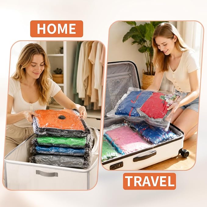 Vacuum Seal Bags for Clothing Travel Space Saver Storage with Pump Electric | Vacuum Storage Bags for Clothes, Luggage, Suitcase, Seasonal Storage Compression Packing Organizer, 15 Combo Travel Size - Image 4