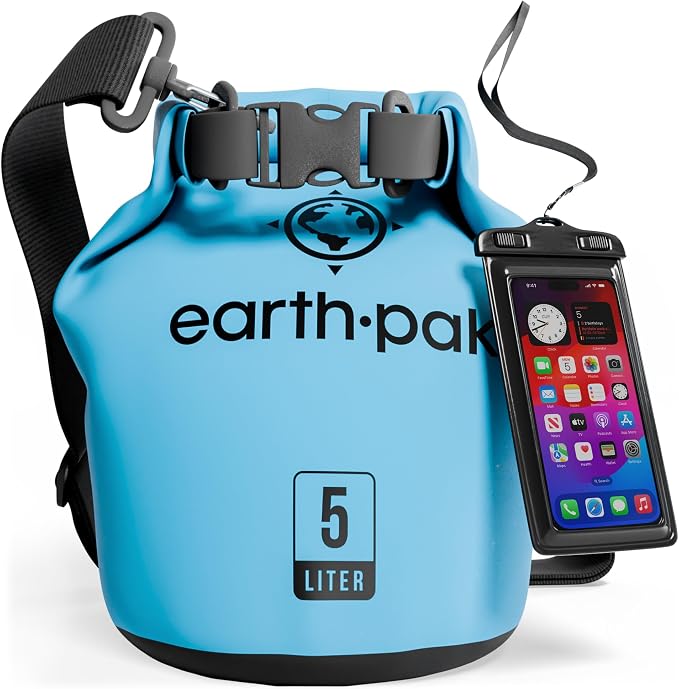 Earth Pak Waterproof Dry Bag - Roll Top Waterproof Backpack Sack Keeps Gear Dry for Kayak with Waterproof Phone Case by earthpak