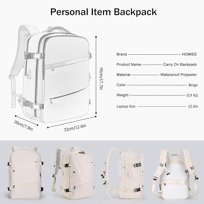 HOMIEE Travel Laptop Backpack for Men Women, Personal Item Carry On Bag | Dry Wet Separation Mochila de Viaje for Weekender Business Hiking Camping - Image 9