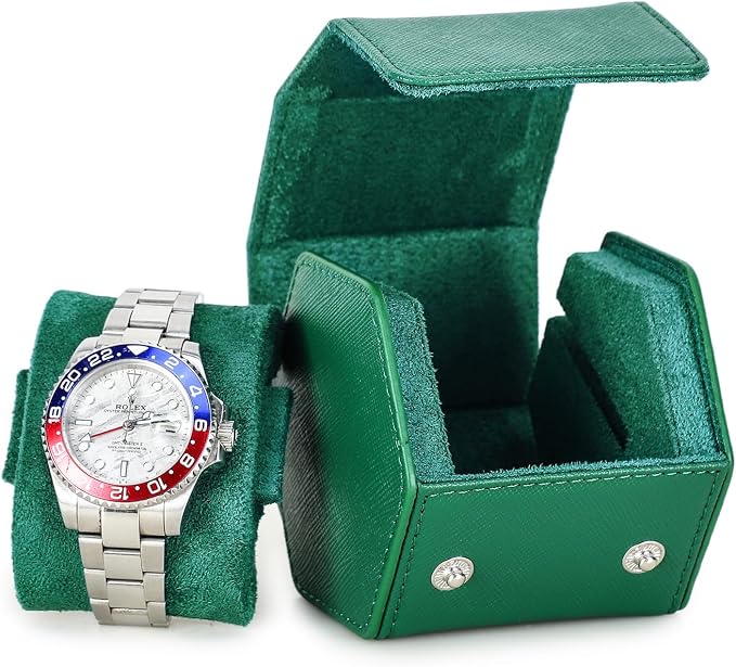 Hiram Handmade Leather Saffiano Leather Watch Roll Travel Case, Leather 1-Watches Roll Case for Treasured Watches and Bracelets(GREEN) by Hiram