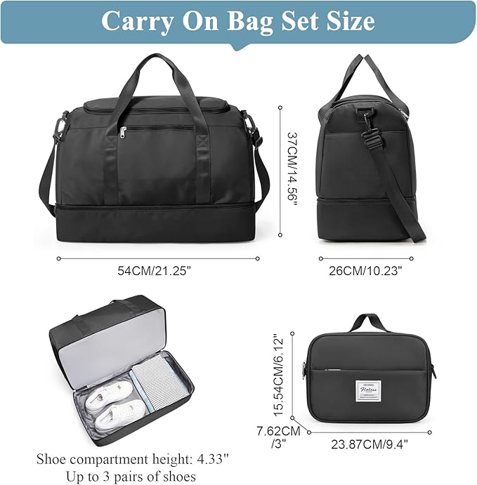 Extra Large Travel Duffel Bag, Carry-On Weekender Bags for Women Travel | Overnight Weekend Bag with Shoes Compartment for Travel Business Trips Sport Hospital, Toiletry Bag Included - Image 4