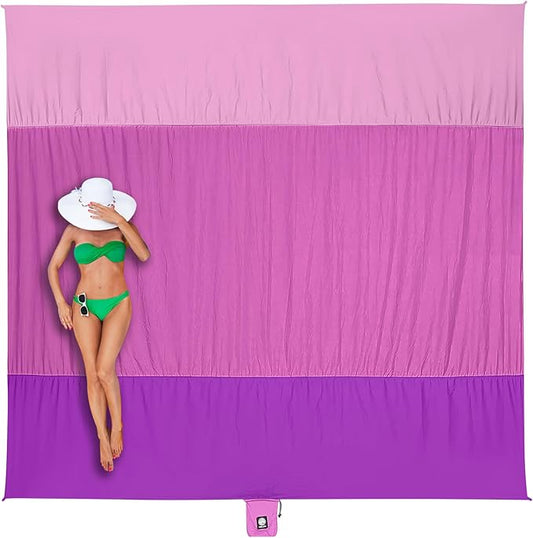 WEKAPO Beach Blanket Sandproof Waterproof, Extra Large Beach Mat, Oversized & Compact Sand Free, Quick Drying Beach Essentials for Vacation, Cruise, Picnic & Camping with Stakes by Wekapo