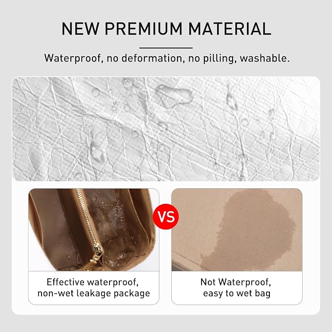 Purse Organizer Insert Compatible with lv Speedy 25/Monogram Bags and More, Light Waterproof Dupont Paper Bag Insert Shaper Protector for Women Tote Handbags, 11 Pockets with Zip(White&Brown,M) - Image 4