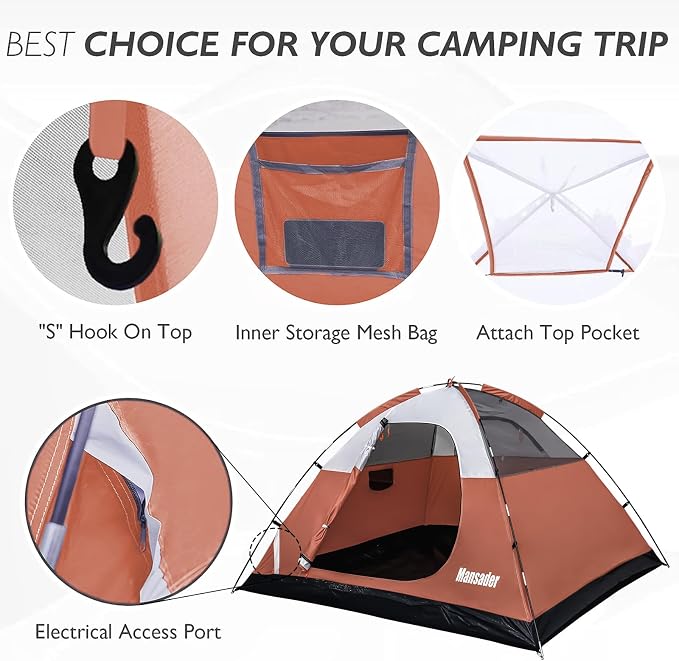 Camping Tent, Waterproof 2/3/4 Person Tents for Camping, Lightweight Easy Set Up Outdoor Hiking Tent Backpacking Tent with Carry Bag, Backpack Tent Suit for Family Beach Hiking Travel - Image 5