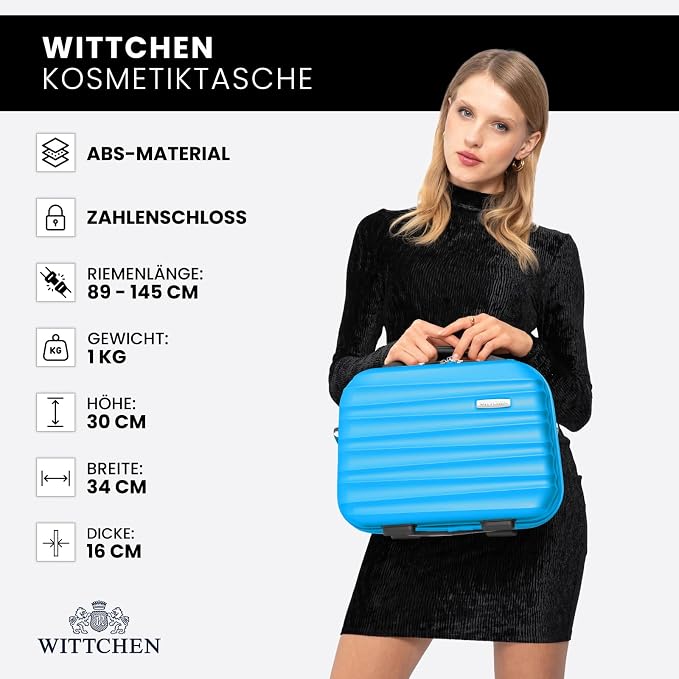 WITTCHEN Groove Line Toiletry Bag, Blue, Small (15 L, 30x34x16 cm), Toiletry bag - Image 7