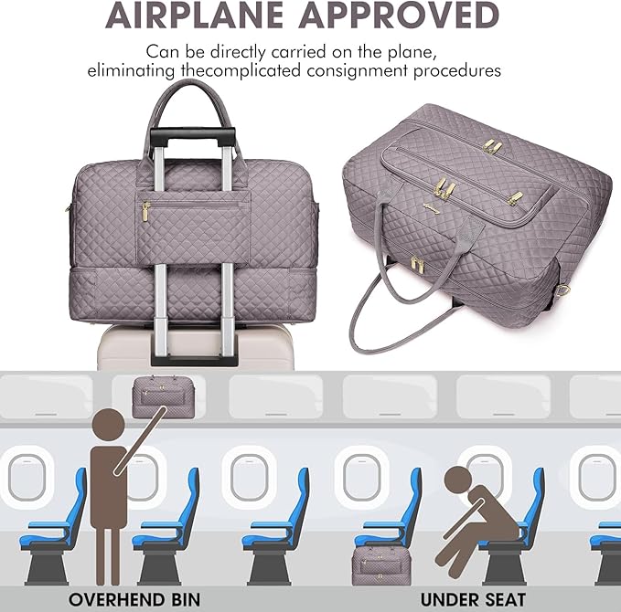 Large Women Travel Duffle Bag, Weekender Bags for Women with Shoe Compartment, Carry on Overnight Bag with Toiletry Bag, Gym Duffel Bag with Wet Pocket, Hospital Bags for Labor and Delivery 3 PCS Set - Image 4