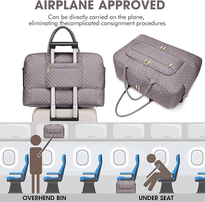 Travel Duffle Bag Weekender for Women - 38L Carry-On Overnight Bag Personal Item Bag with Shoe Compartment & Wet Pocket Weekend Tote Bags with Toiletry Bag Hospital Bags for Labor and Delivery - Image 4
