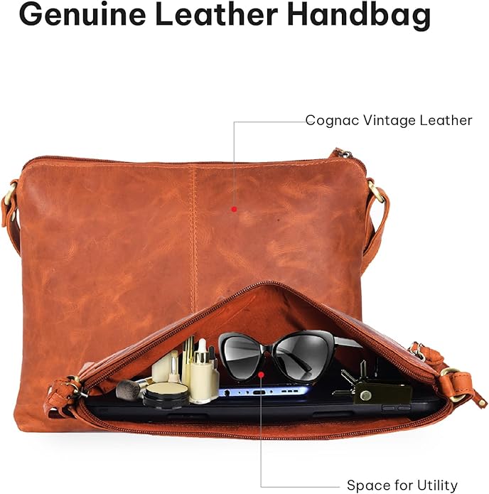 VALENCHI Real Genuine Leather Women's Crossbody Purse/Bag With Adjustable Strap