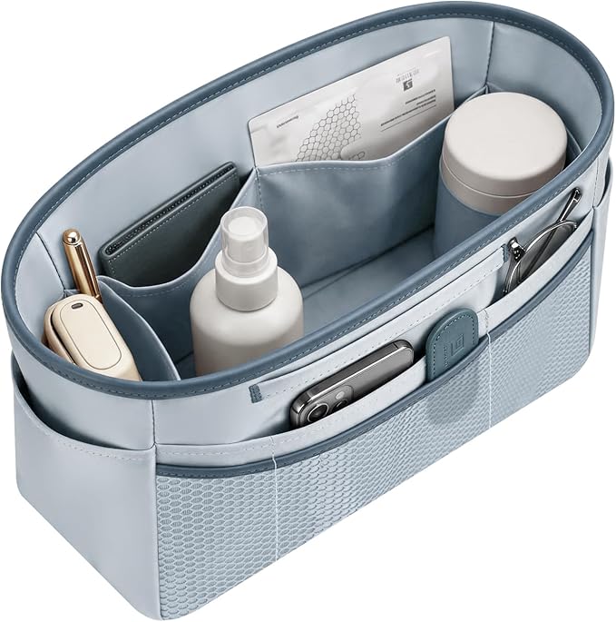 GIVLEFLY Purse Organizer Insert for Tote Bag, 13.78 Inch Satin Bag Organizer, Multi Pocket Handbag Organizer for Everyday Totes by GIVLEFLY