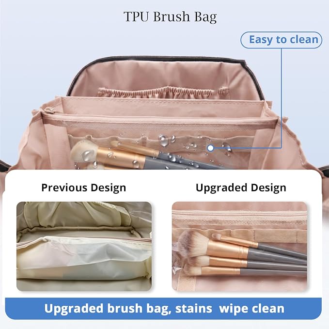 Personalized Gift Travel Makeup Bag: Initial Makeup Organizer Bag for Women | 3-in-1 Custom Make up Bag Set - Vegan Leather Travel Cosmetic Bag - Luxury Gift for Women – Birthday, Anniversary, Graduation - Image 4