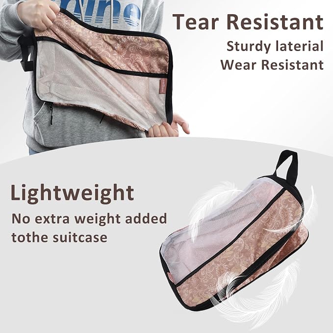 U+U 4 Set Compression Packing Cubes - Ultralight Travel Organizers, Space-Saving Suitcase Organizer, Expandable Packing Cubes for Travel and Family Vacation (Paisley Pattern) - Image 4