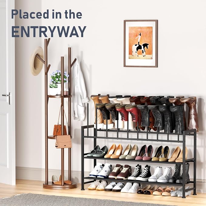 DIMJ Boot Rack 4-Tier - Black Metal Boot Storage Rack for Tall Boots Organizer, Multiuse Shoe Rack for Boots, Sneakers, High-Heel, Entryway, Fits 10 Pairs - Image 6